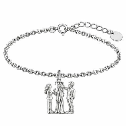 Proud Graduation Day Portrait Charm Bracelet Set – silver, front view
