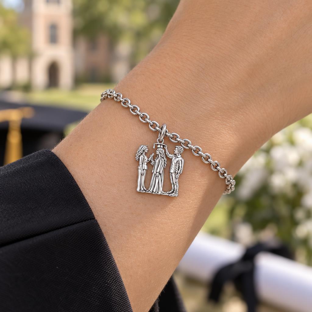 Proud Graduation Day Portrait Charm Bracelet Set – worn / in use