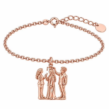 Proud Graduation Day Portrait Charm Bracelet Set – rose gold, front view