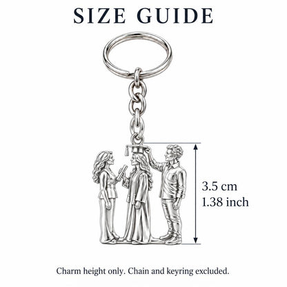 Proud Graduation Day Portrait Charm Keychain – size guide, 3.5 cm (1.38 in) charm, chain and keyring excluded