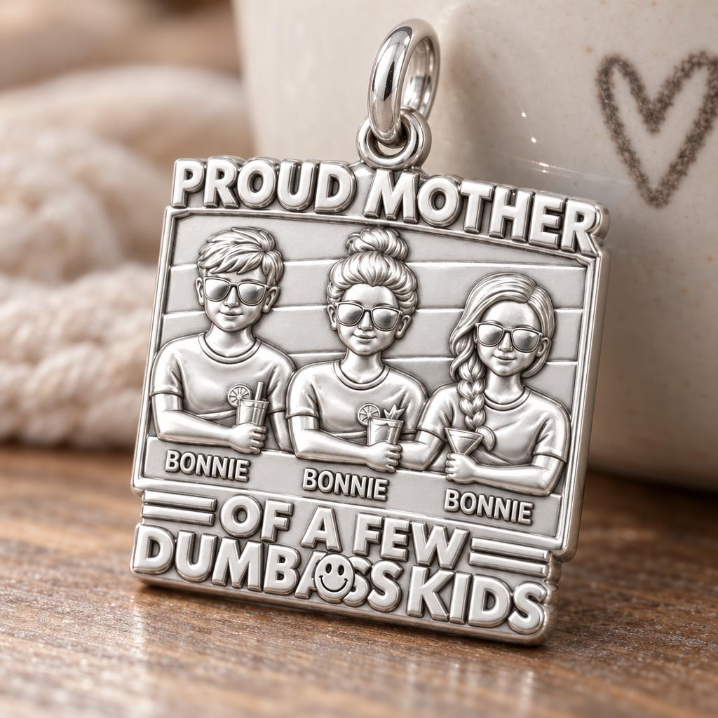 Proud Mother Dumbass Kids Charm Bracelet – Personalized Mom Gift – macro detail of the charm