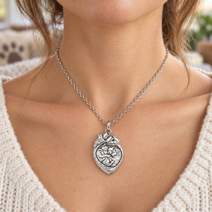Puppies in My Heart Charm Necklace Set – worn / in use
