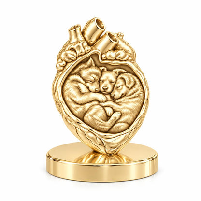 Puppies in My Heart Keepsake Plaque – 18K gold, front view