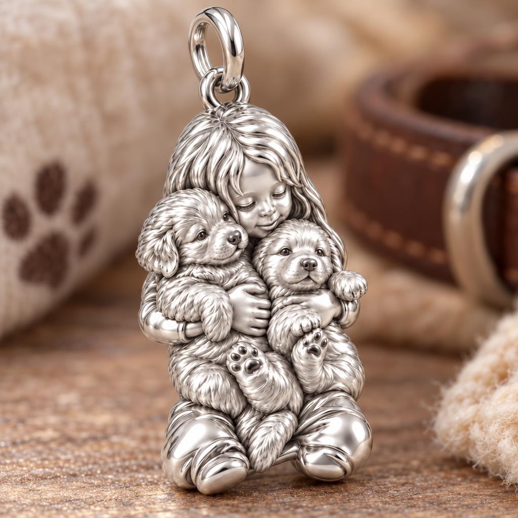Puppy Hug Cuddle Charm Bracelet – Personalized Dog Mom Gift – macro detail of the charm