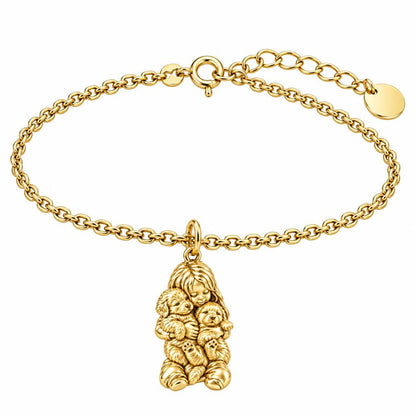 Puppy Hug Cuddle Charm Bracelet Set – 18K gold, front view