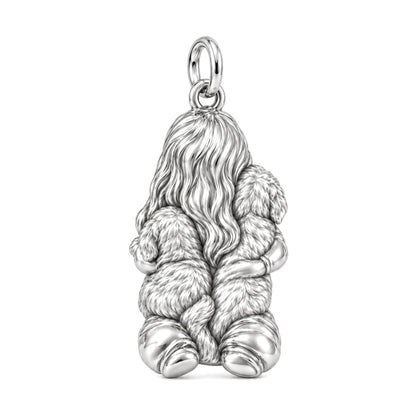 Puppy Hug Cuddle Huggie Charm Earrings – back of the charm, engraving area