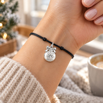 Puppy's First Christmas Charm and Polyester Cord Bracelet Set