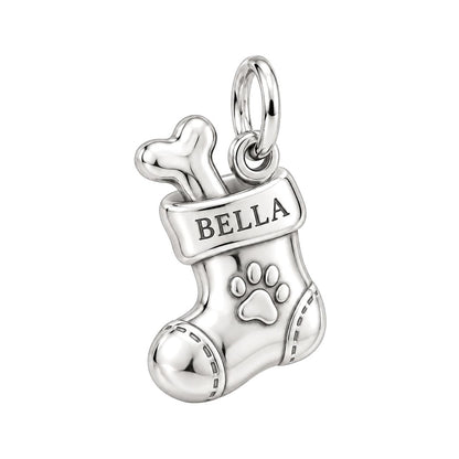 Puppy's First Christmas Stocking Charm and Polyester Cord Bracelet Set