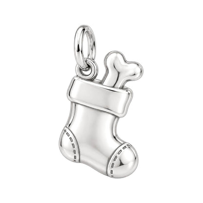 Puppy's First Christmas Stocking Charm and Polyester Cord Bracelet Set