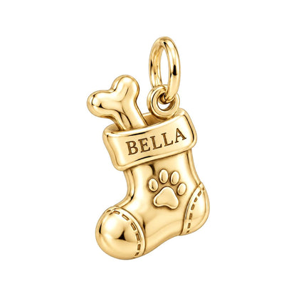 Puppy's First Christmas Stocking Charm and Polyester Cord Bracelet Set
