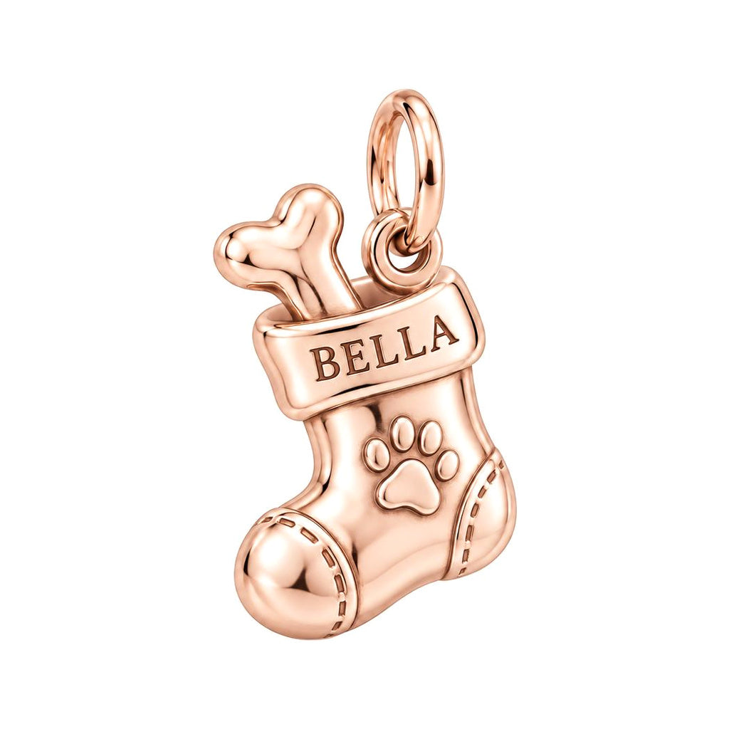 Puppy's First Christmas Stocking Charm and Polyester Cord Bracelet Set