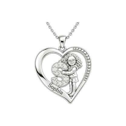 Puzzle Piece Initial Heart Charm and Polyester Cord Bracelet Set