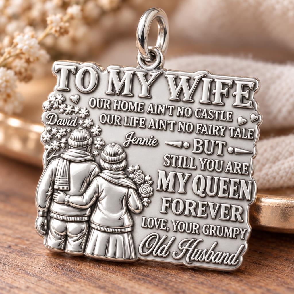 Queen Forever Charm Bracelet – Personalized Wife Gift – macro detail of the charm