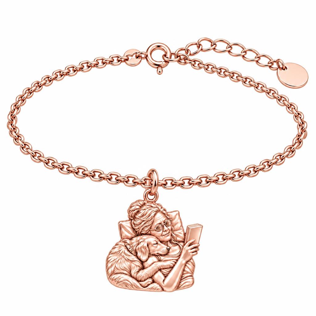 Quiet Moments at Home Charm Bracelet Set – rose gold, front view