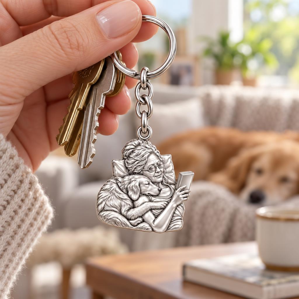 Quiet Moments at Home Charm Keychain – worn / in use