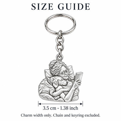 Quiet Moments at Home Charm Keychain – size guide, 3.5 cm (1.38 in) charm, chain and keyring excluded