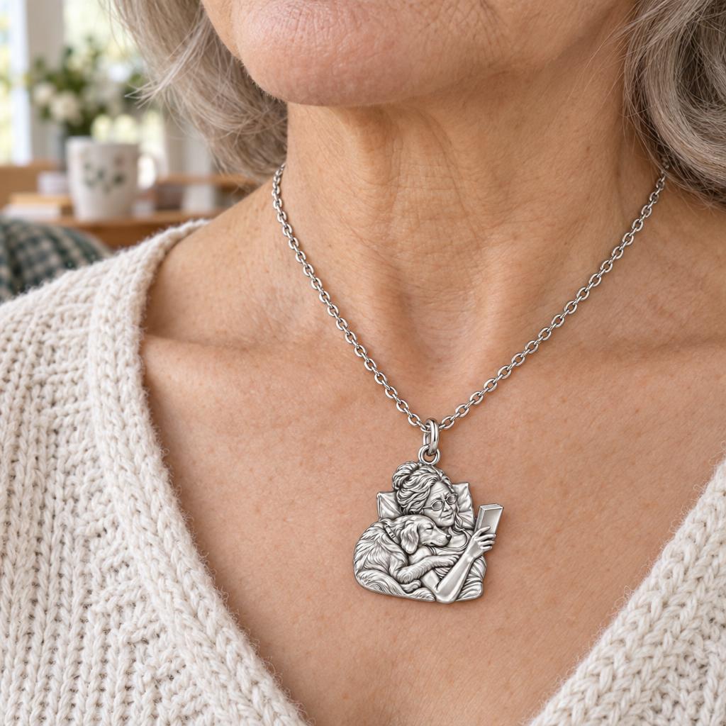 Quiet Moments at Home Charm Necklace Set – worn / in use