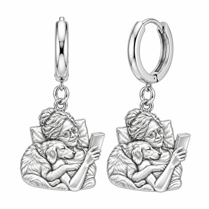 Quiet Moments at Home Huggie Charm Earrings – silver, front view