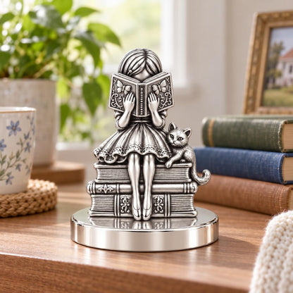 Quiet Reader and Cat Keepsake Plaque – worn / in use