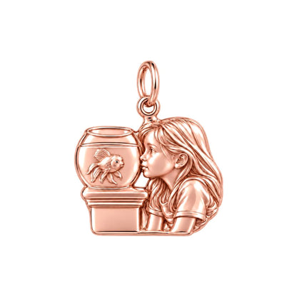 Quiet Reflection Goldfish Charm Bracelet – Personalized Mom Gift – rose gold charm, front view