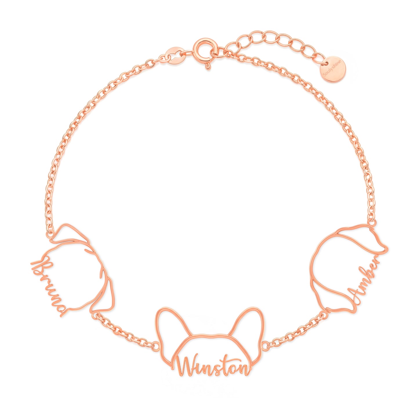 Soulyshine Whisper Outline Your Pet's Face and Name - Handcrafted Bracelet