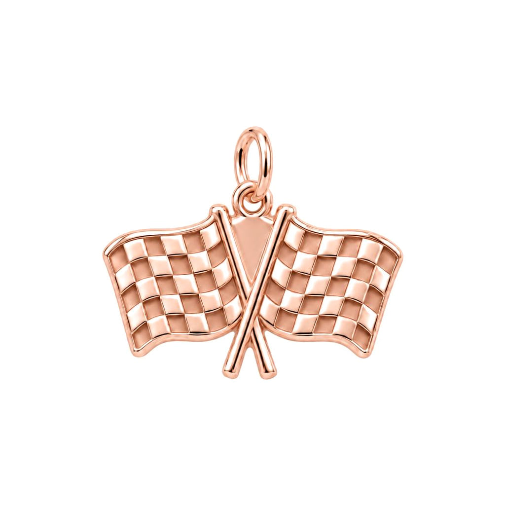 Racing Finish Line Charm Bracelet – Personalized Racer Gift – rose gold charm, front view