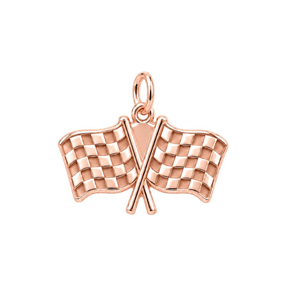 Racing Finish Line Charm Bracelet – Personalized Racer Gift – rose gold charm, front view