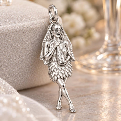 Radiant Bride Celebration Charm Bracelet – Personalized Bride Gift – macro detail of the charm