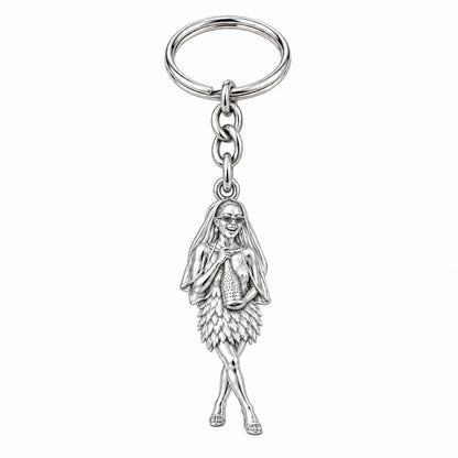 Radiant Bride Celebration Charm Keychain – silver, front view