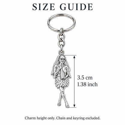 Radiant Bride Celebration Charm Keychain – size guide, 3.5 cm (1.38 in) charm, chain and keyring excluded