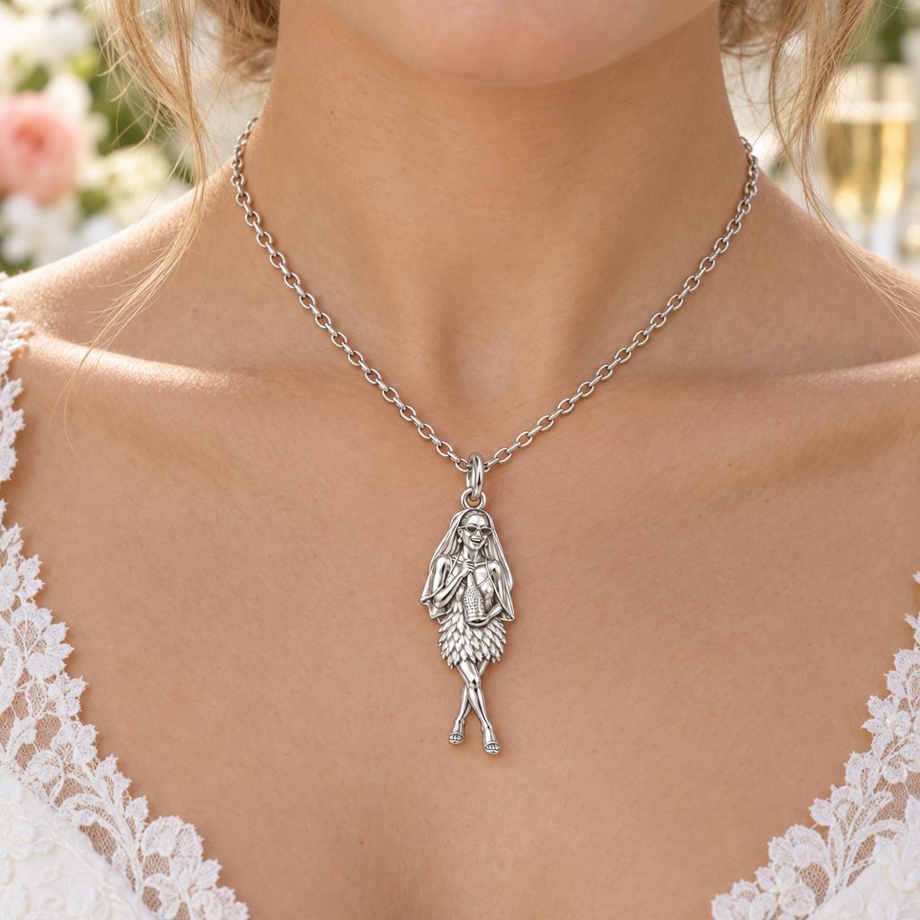 Radiant Bride Celebration Charm Necklace Set – worn / in use