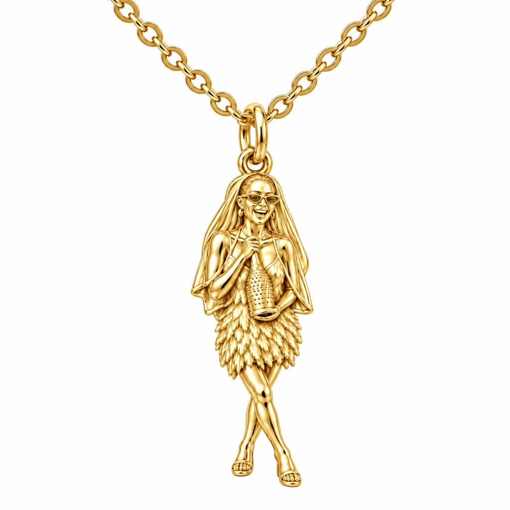 Radiant Bride Celebration Charm Necklace Set – 18K gold, front view