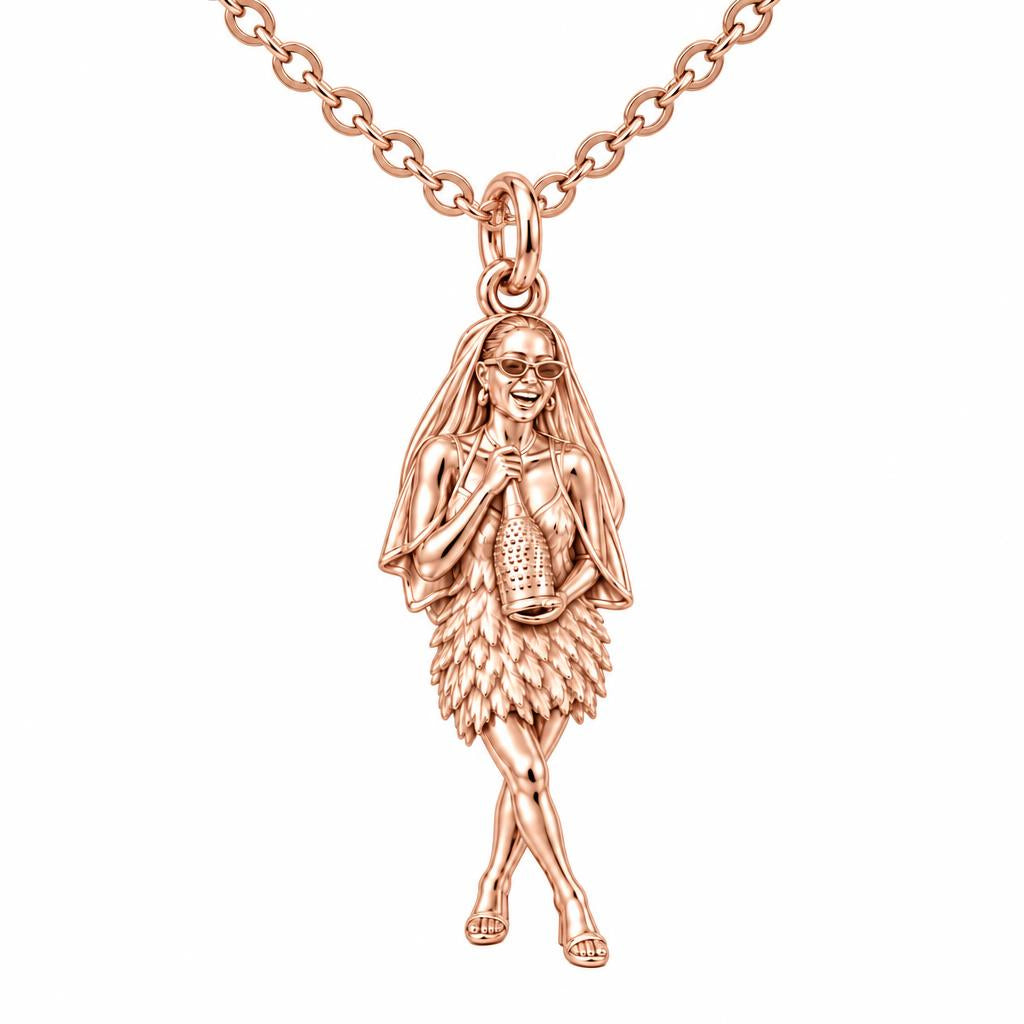 Radiant Bride Celebration Charm Necklace Set – rose gold, front view