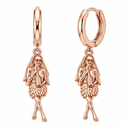 Radiant Bride Celebration Huggie Charm Earrings – rose gold, front view
