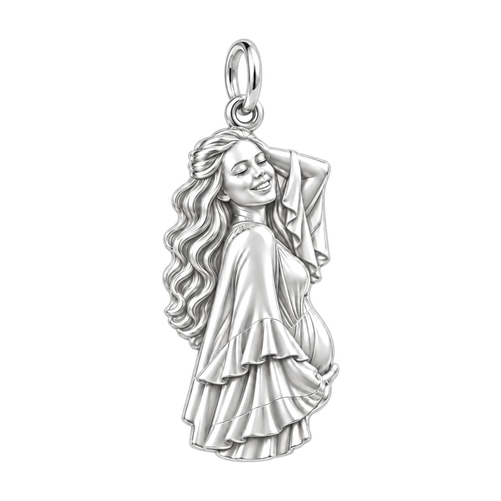 Radiant Expectant Mother Charm Bracelet – Personalized Mom Gift – silver charm, front view