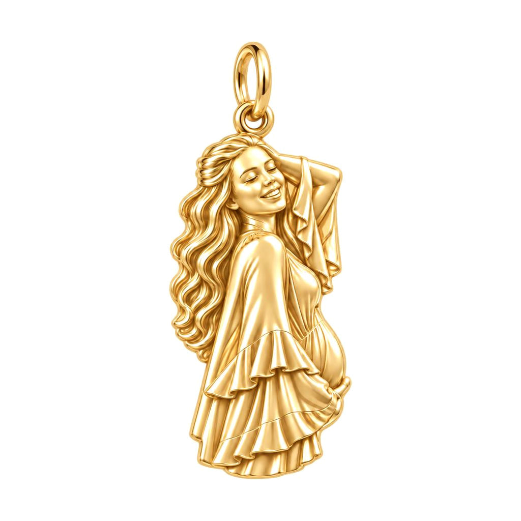 Radiant Expectant Mother Charm Bracelet – Personalized Mom Gift – 18K gold charm, front view