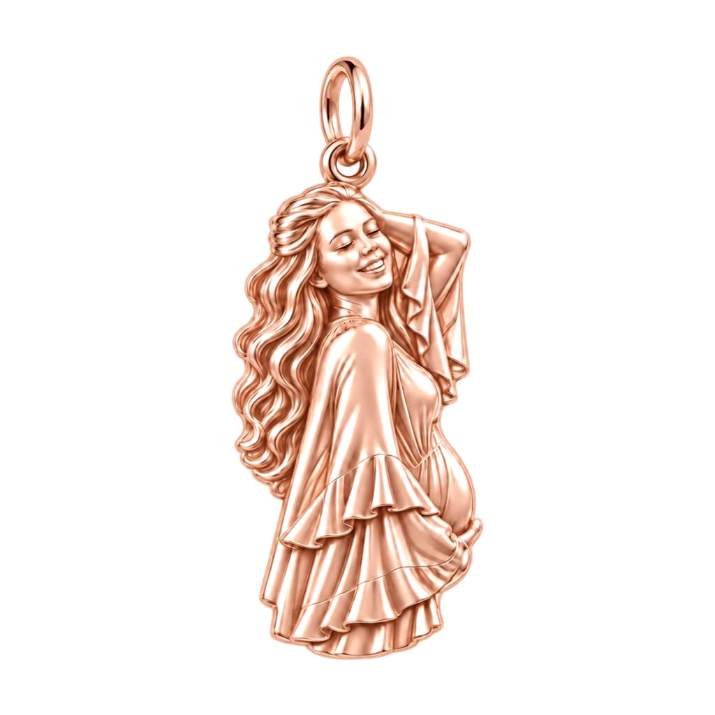 Radiant Expectant Mother Charm Bracelet – Personalized Mom Gift – rose gold charm, front view