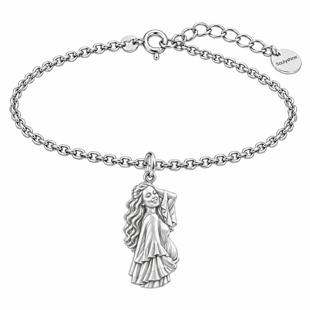 Radiant Expectant Mother Charm Bracelet Set – silver, front view