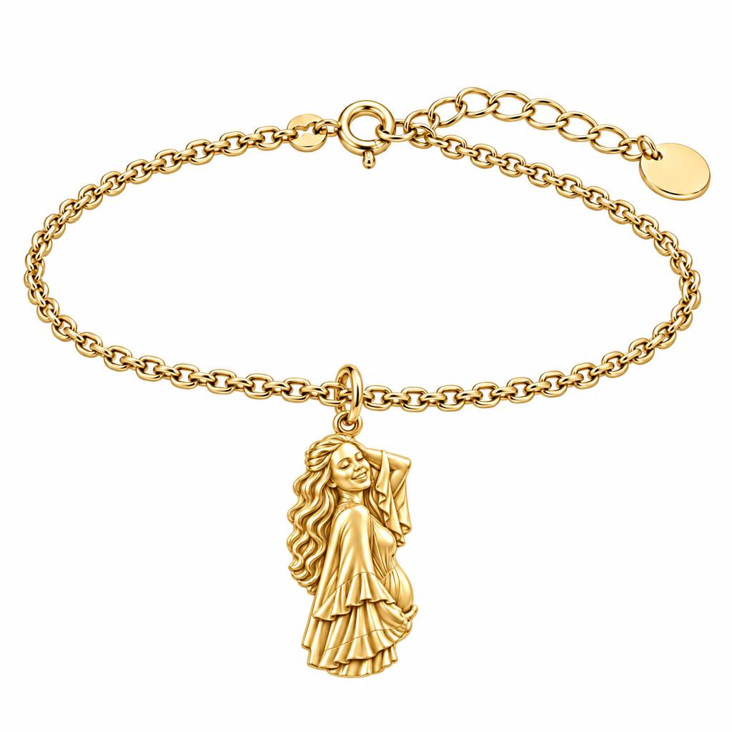 Radiant Expectant Mother Charm Bracelet Set – 18K gold, front view