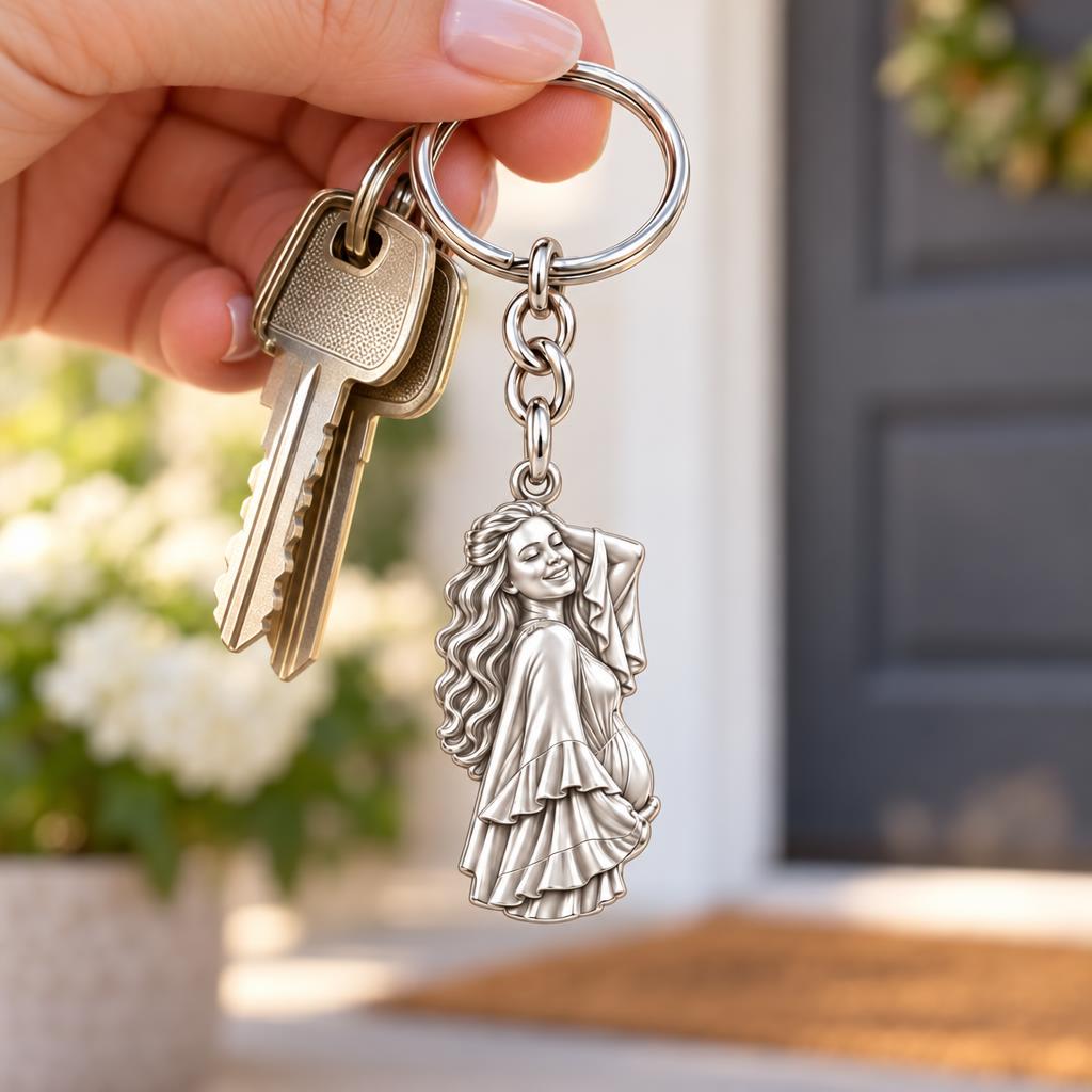 Radiant Expectant Mother Charm Keychain – worn / in use