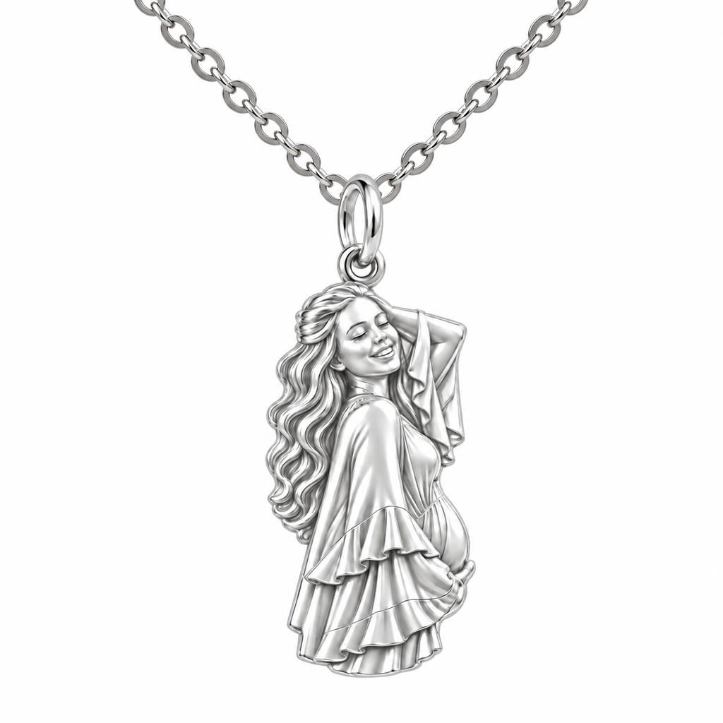 Radiant Expectant Mother Charm Necklace Set – silver, front view