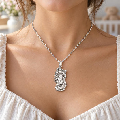 Radiant Expectant Mother Charm Necklace Set – worn / in use