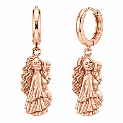 Radiant Expectant Mother Huggie Charm Earrings – rose gold, front view