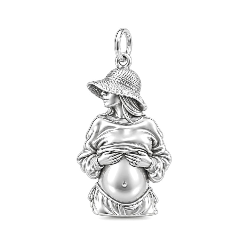 Radiant Expectation Charm Bracelet – Personalized Mom Gift – silver charm, front view