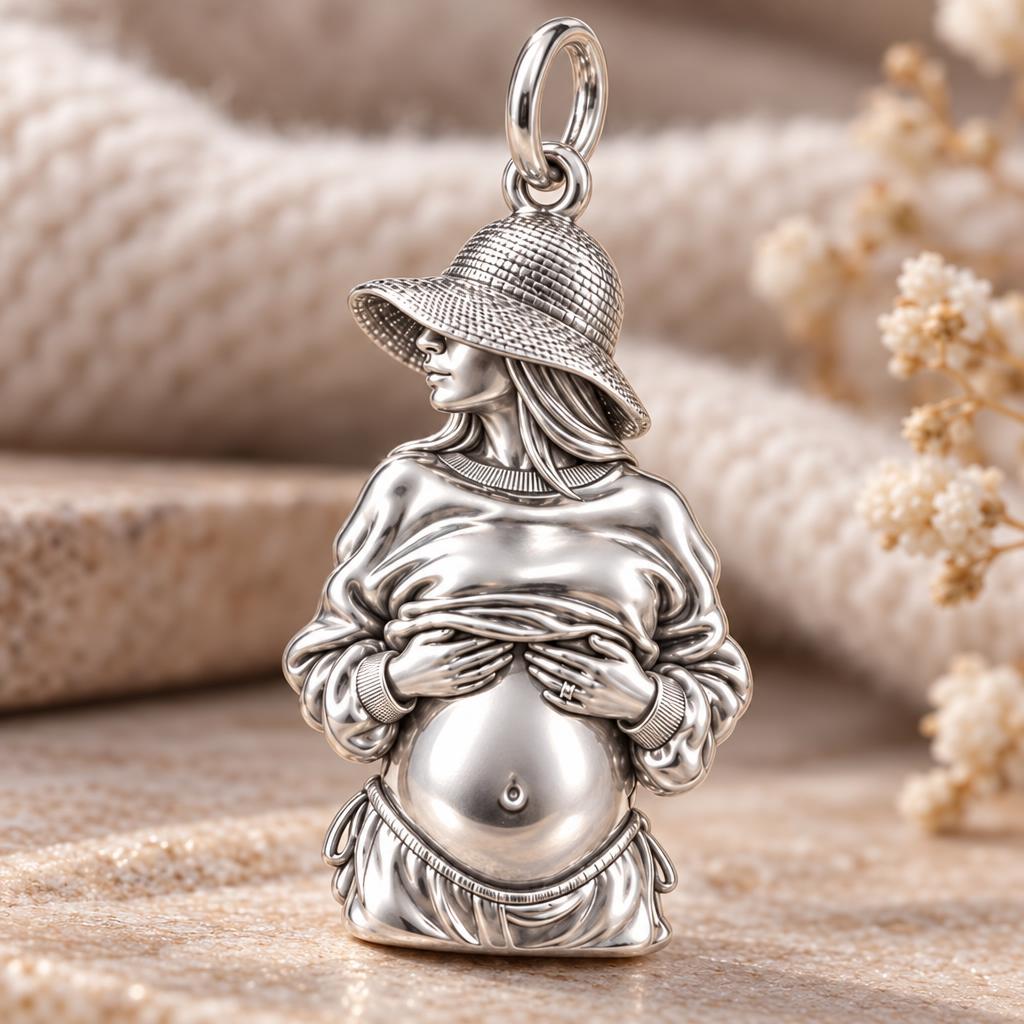 Radiant Expectation Charm Bracelet – Personalized Mom Gift – macro detail of the charm
