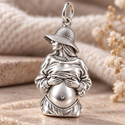 Radiant Expectation Charm Bracelet – Personalized Mom Gift – macro detail of the charm
