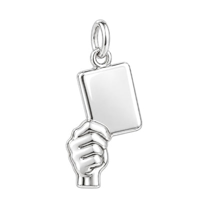 Raised Victory Sign Charm Bracelet – Personalized Coach Gift – silver charm, front view