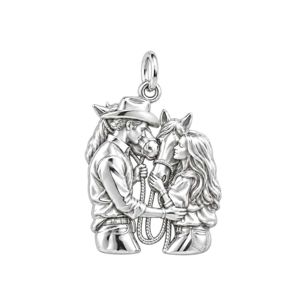 Ranch Life Love Charm Bracelet – Personalized Couple Gift – silver charm, front view