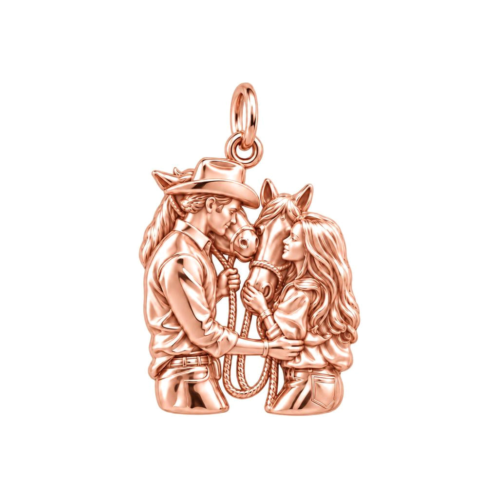 Ranch Life Love Charm Bracelet – Personalized Couple Gift – rose gold charm, front view