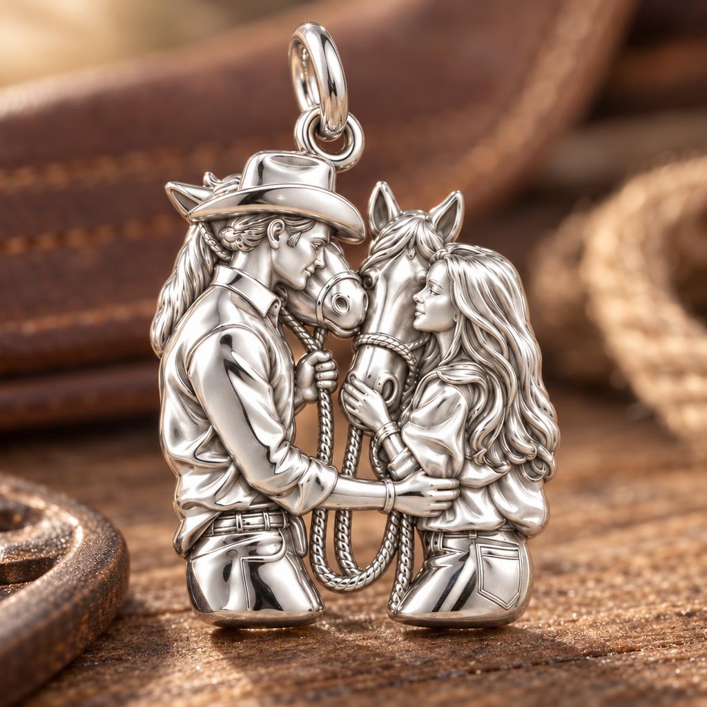 Ranch Life Love Charm Bracelet – Personalized Couple Gift – macro detail of the charm